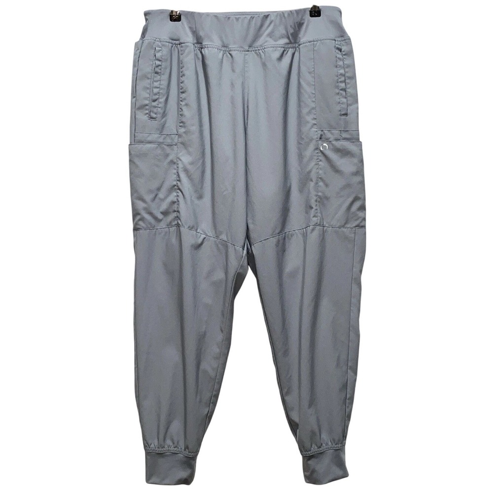 Spread Good Cheer Scrub Pants Womens 1X Light Gray Jogger Elastic Waist